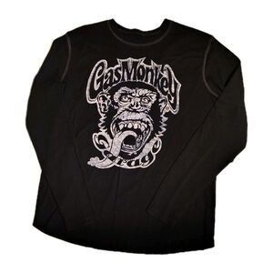 GAS MONKEY MEN'S MEDIUM THERMAL LONG SLEEVE SHIRT BLACK